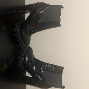 Patent leather booties